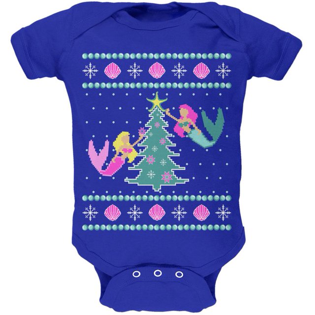 Mermaid Arbre Chandail de Noël Laid Doux pour Bébé une Pièce