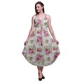 thumbnail image 1 of Bimba Floral Ladies Printed Resort Midi Drawstring Dress Spaghetti Strap Beach Wear-X-Small, 1 of 1