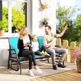 thumbnail image 2 of Outsunny 3-Seat Outdoor Glider Chair, Patio Rocking Chair, Blue, 2 of 10