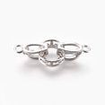 thumbnail image 2 of HLONK 5Set Brass Micro Pave Cubic Zirconia Fold Over Clasps Flat Round Clear Real Platinum Plated 32mm Inner  4.5mm, 2 of 4