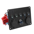 thumbnail image 4 of Panneau de Commutateur 5 Gang Étanche 12-24V LED avec Voltmètre Numérique Rétroéclairé, 4 of 7