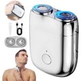 thumbnail image 1 of Nouveau Modèle Mini Rasoir Électrique à Double Tête, Rasoir à Double Tête, Nouvelle Mise à Niveau 2025 Rasoir de Poche USB Mini Rasoirs pour Hommes, Rasoir à Double Tête Lavable, Électrique Rechargeable Étanche (Argent), 1 of 5