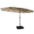 thumbnail image 2 of Patiojoy Parasol de Patio Double Face de 15 Pieds avec Base, Parasol de Marché Extra-Grand pour l'Extérieur, Beige, 2 of 8