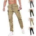 thumbnail image 1 of Styesk Men's Pants Men's Solid Color Casual Elastic Waistband Drawstring Pocket Workwear Pants, 1 of 9