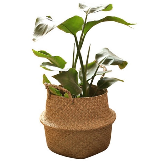 Amdohai Handmade Woven Planter Round Shape Picnic Container Storage Basket Garden