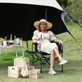 thumbnail image 2 of Lot de 2 Chaises de Camping Pliantes Robustes pour Réalisateur, Chaise de Pelouse Pliante Portable pour Adultes avec Table d'Appoint, Siège Extérieur Léger pour Plage, Pêche, Jardin, Terrasse, VR, 2 of 9