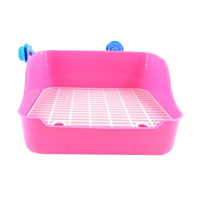 GROWTH TANK Rabbit Litter Box Pet Toilet Cage Trainer Corner Potty Cleaning Tool for Guinea, Pink