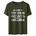 thumbnail image 4 of RXIRUCGD Hauts de Sortie pour Femmes Mode Été Décontracté Col Rond Imprimé Lettre Manches Courtes T-Shirt Chemises Femmes Vert, 4 of 8