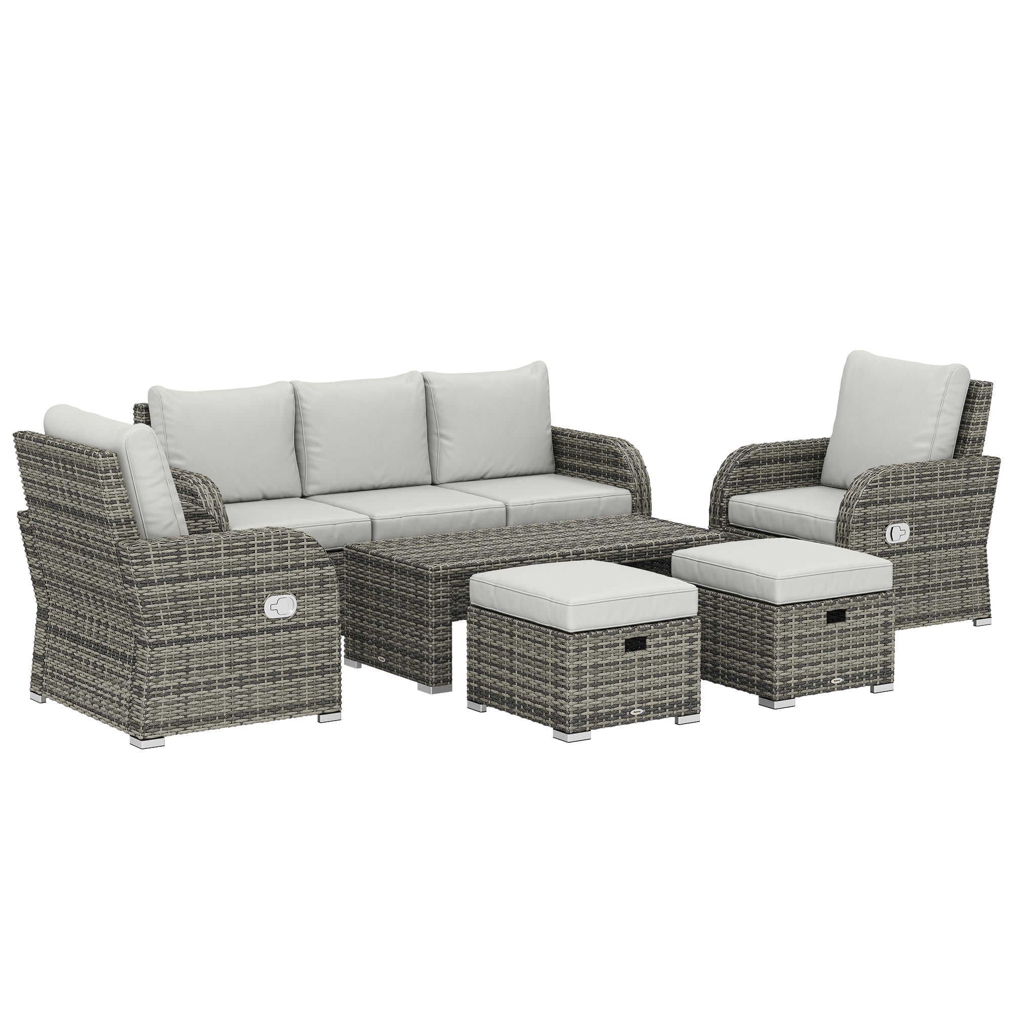 Outsunny Patio Furniture with Cushions, Light Grey