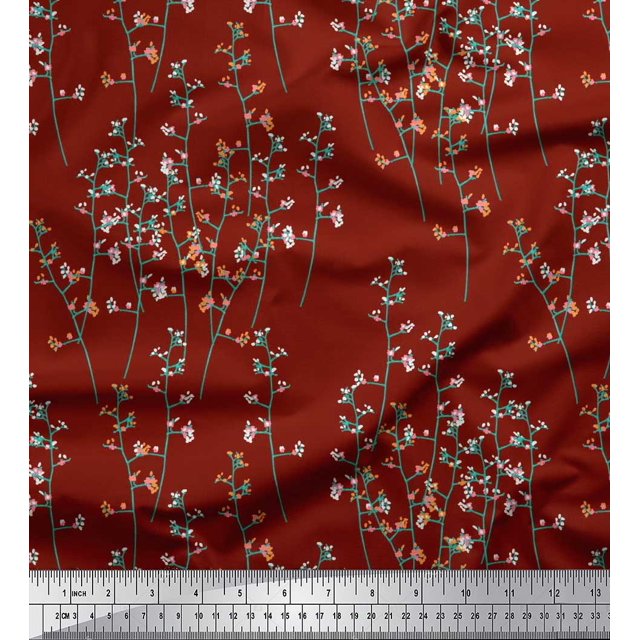 Soimoi Polyester Crepe Fabric Artistic Floral Fabric Prints by Yard 52 Inch Wide