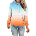 thumbnail image 3 of Sentmoon Womens Fall Outfits Long Sleeve Loose Oversized Sweatshirts for Women Gradient Color Hooded Neck with Pocket Drawstring Womens Fall Clothing Winter for Winter Wedding Guest XXL, 3 of 6