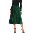 thumbnail image 1 of INSPIRE CHIC Jupe Midi Évasée Plissée en Velours à Taille Haute Élastique pour Femme, 1 of 6