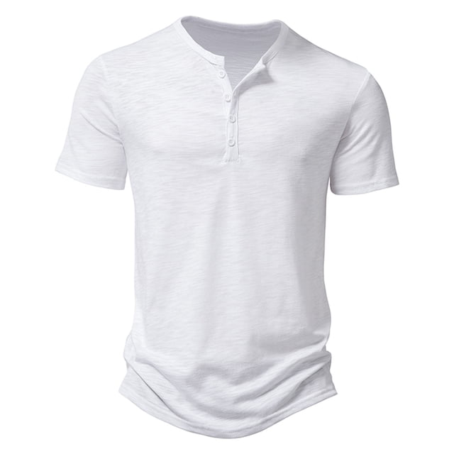 vdgthytj Short Sleeve T-Shirts for Men Button up Round Neck Slim Muscle Tees Lightweight Breathable Athletic Gym Shirts