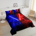 thumbnail image 3 of Erosebridal Galaxy Lightsaber Bedding Queen Comforter Set, Modern Rectangle Down Comforter, Futuristic Decor, Reversible 3pcs, 3 of 8
