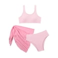 thumbnail image 1 of MIASHUI Maillot de Bain Fille 3 Pcs Bikini avec Paréo, Rouge, 7-8 Ans, 1 of 6