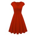 thumbnail image 2 of Jusqu'à 65 % de Rabais! Robes d'Été Mode pour Femmes 2024 Grande Taille Décontractées Couleur Décontractée Manches Courtes Col en V Robe Ample, 2 of 3