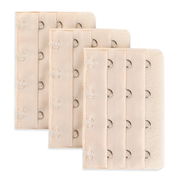 INSPIRE CHIC Ladies Beige 2 Hooks 3 Row Bra Strap Extender 10 Pcs