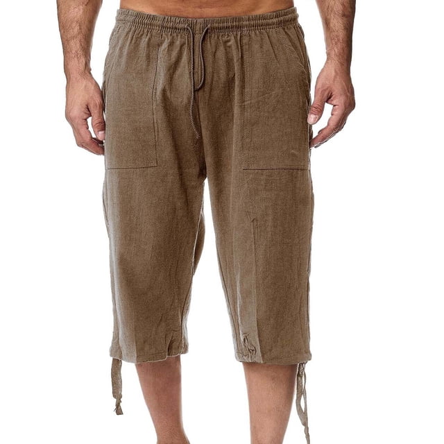 SHIXIAOO Men's Spring and Summer Sweatpants Jogging Pants Loose Casual Beach Capri Pants