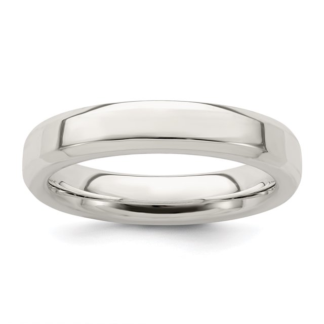 925 Sterling Silver 4mm Bevel Edge Size 11 Band Ring