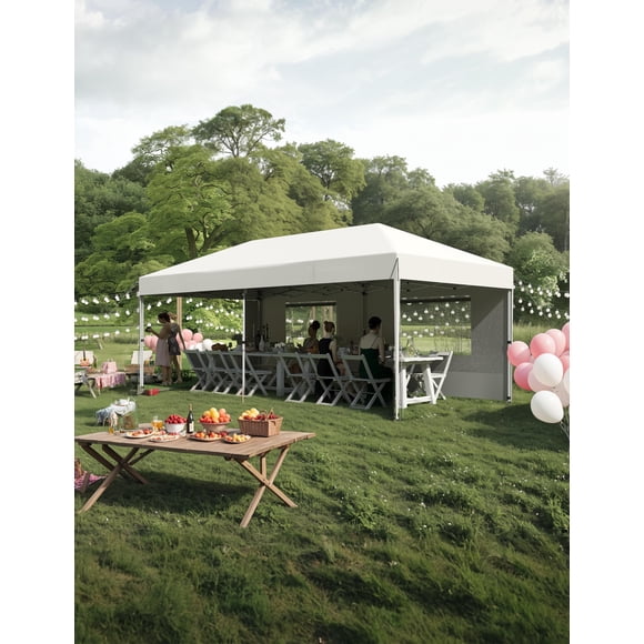 Pop Up Canopy 10x20 Ft Outdoor Wedding Party Tent with Removable Sidewalls, Easy Set Gazebo for Farmers' Market, Outdoor Events, Wedding Party