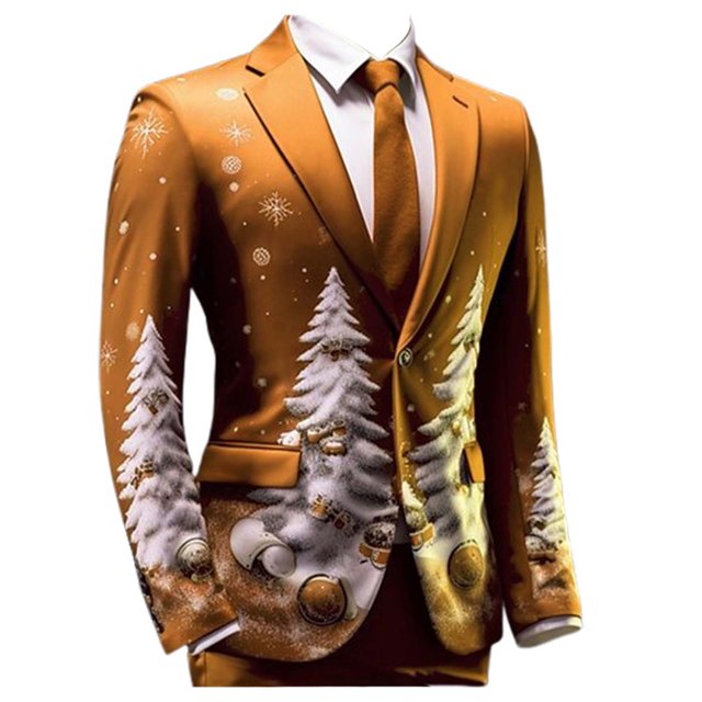 Boho for Mens Breasted Men's Wool Suit Two Button Retro Ethnic 3 Piece Tuxedo for Men Style Suits Open Front Mens Slim Fit Suit Business Casual Jacket