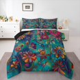 thumbnail image 1 of Erosebridal Retro Boho Floral Bedding Queen Comforter Set,Rainbow Botanical Down Comforter,Gradient Blue Pink Bedding Sets Queen with Comforter,Microfiber Room Decoration Reversible,3 Pieces, 1 of 7