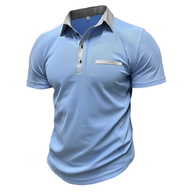 Pntutb T-Shirts pour Hommes Liquidation Hommes Décontracté Chic Manches Courtes Col Rabattu Chemise à Boutons Blouse
