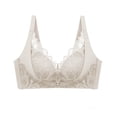 thumbnail image 4 of HVOBTTY Soutien-Gorge Rehausseur Sans Fil pour Femmes, Soutien-Gorge Quotidien pour Femmes Mode Couleur Unie Transparent Dentelle Sans Armatures Bonnets Fixes Effet Rassemblement Blanc, 38, 4 of 4