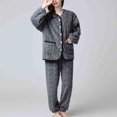 thumbnail image 4 of Couples Women Button Warm Winter Flannel Pajamas Set Long Sleeve Long Pant, 4 of 6