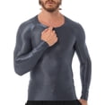thumbnail image 4 of Jhaoyu Men's Glossy Long Sleeve Compression Shirts Athletic Workout Sports Rash Guard Undershirt Grey XL, 4 of 6