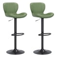 thumbnail image 2 of Walsunny Adjustable Bar Stools Set of 2 Leather Upholstered Swivel Counter Stools Counter Height Bar Stools with Large Base, Room Bar, Green, 2 of 5
