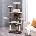 thumbnail image 2 of PawHut Arbre à Chat en Peluche à Plusieurs Niveaux pour Grands Chats Adultes, 60 Pouces H, Brun, 2 of 10