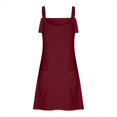 thumbnail image 4 of Femmes Été Robes Casual Solide Couleur Poches Bretelles Courte Mini Robe, 4 of 6