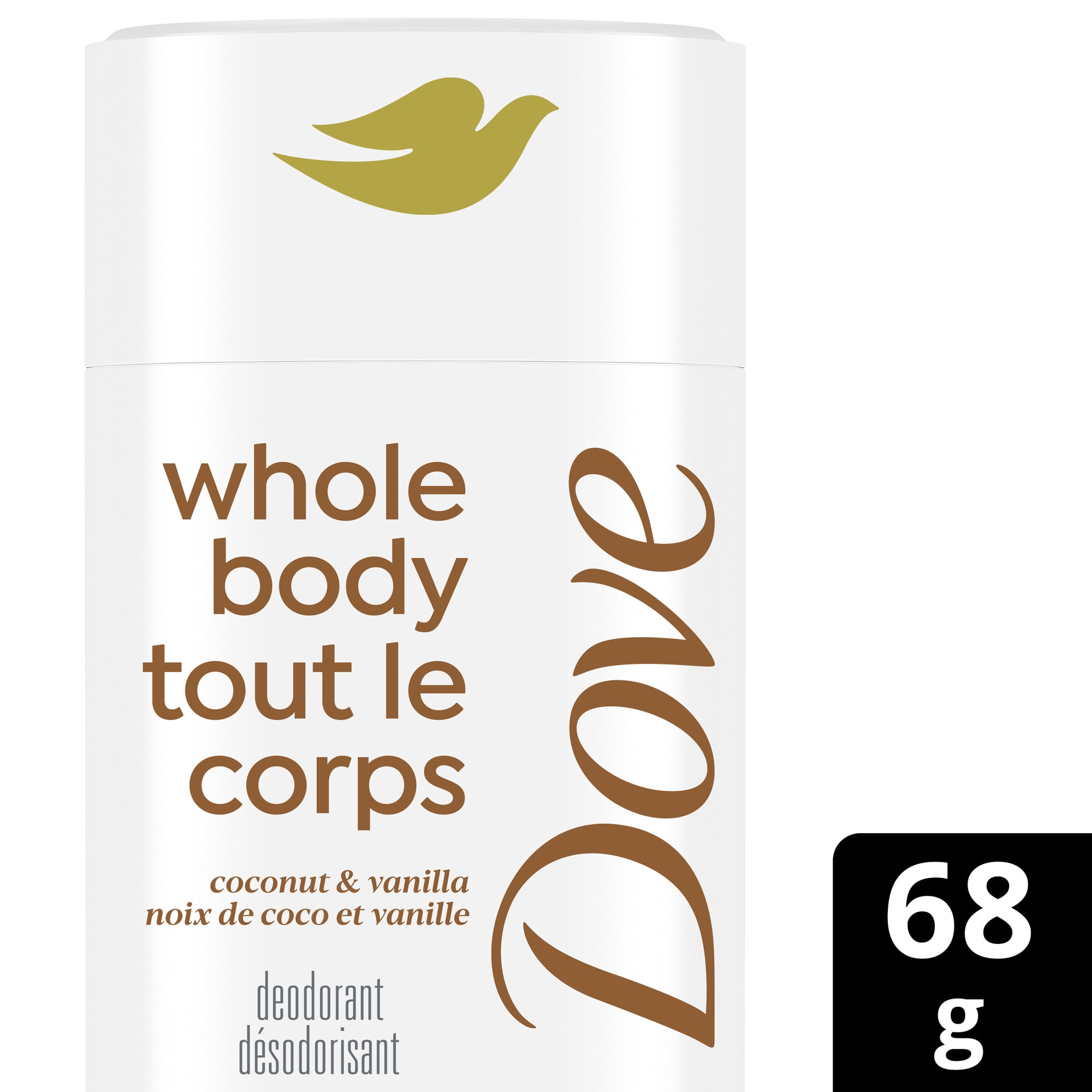 Dove Désodorisant en Bâton pour Tout le Corps Sans Aluminium Noix de Coco et Vanille, 68 g