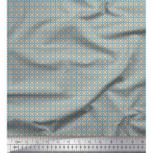 Soimoi Polyester Crepe Fabric Geometric Small Print Fabric by Yard 52 Inch Wide
