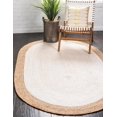 thumbnail image 1 of Handmade Braided Natural Pure Jute Oval Shape Area Rugs with white Color Design Size 6 x 9 Feet ( 180 cm x 270 cm ), 1 of 4