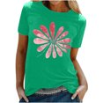 thumbnail image 1 of KIHOUT Nouveau Haut de Mode d'Été pour Femmes 2025, T-Shirt à Manches Courtes à Col Rond Décontracté à Imprimé Floral Vert G, 1 of 5