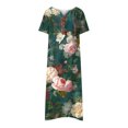thumbnail image 3 of Cameland Robe d'Été pour Femme Décontractée à Col en V avec Boutons, Manches Courtes, Imprimée, Coupe Évasée, avec Poche, 3 of 4