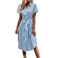 thumbnail image 2 of Fshaion Robe d'Été pour Femmes 2024 Grande Taille Décontractée de Printemps et à Col en V à Manches Trois-Quarts Robe Imprimée Liquidation à Moins de 10!, 2 of 9