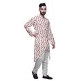 thumbnail image 2 of Atasi Button Down Asymmetrical Kurta For Men Printed Mandarin Long Sleeve Shirt, 2 of 5