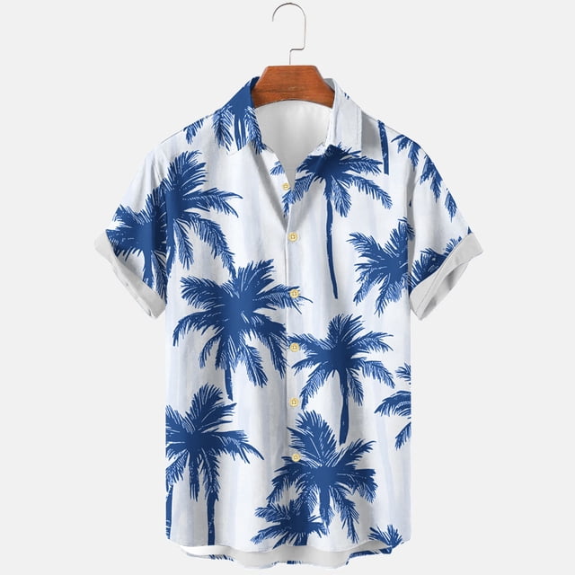 Weiqiqre Mens T Shirts Loose Fit, Floral Print Tropical Button Down Shirts