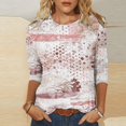 thumbnail image 1 of TIMIFIS Hauts pour Femmes Manches 3/4 Décontractés Coupe Ample Tuniques Col Rond T-shirt Automne P, 1 of 5