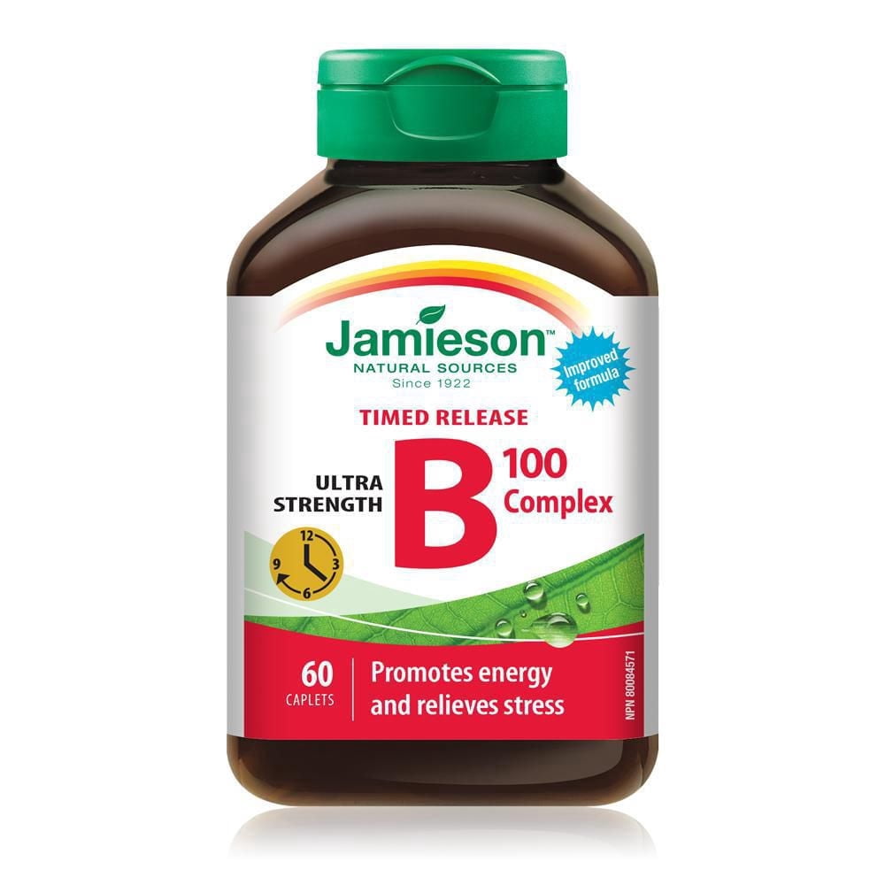 Jamieson caplets vitamine B100 à libération prolongée, 100 mg, 60 caplets