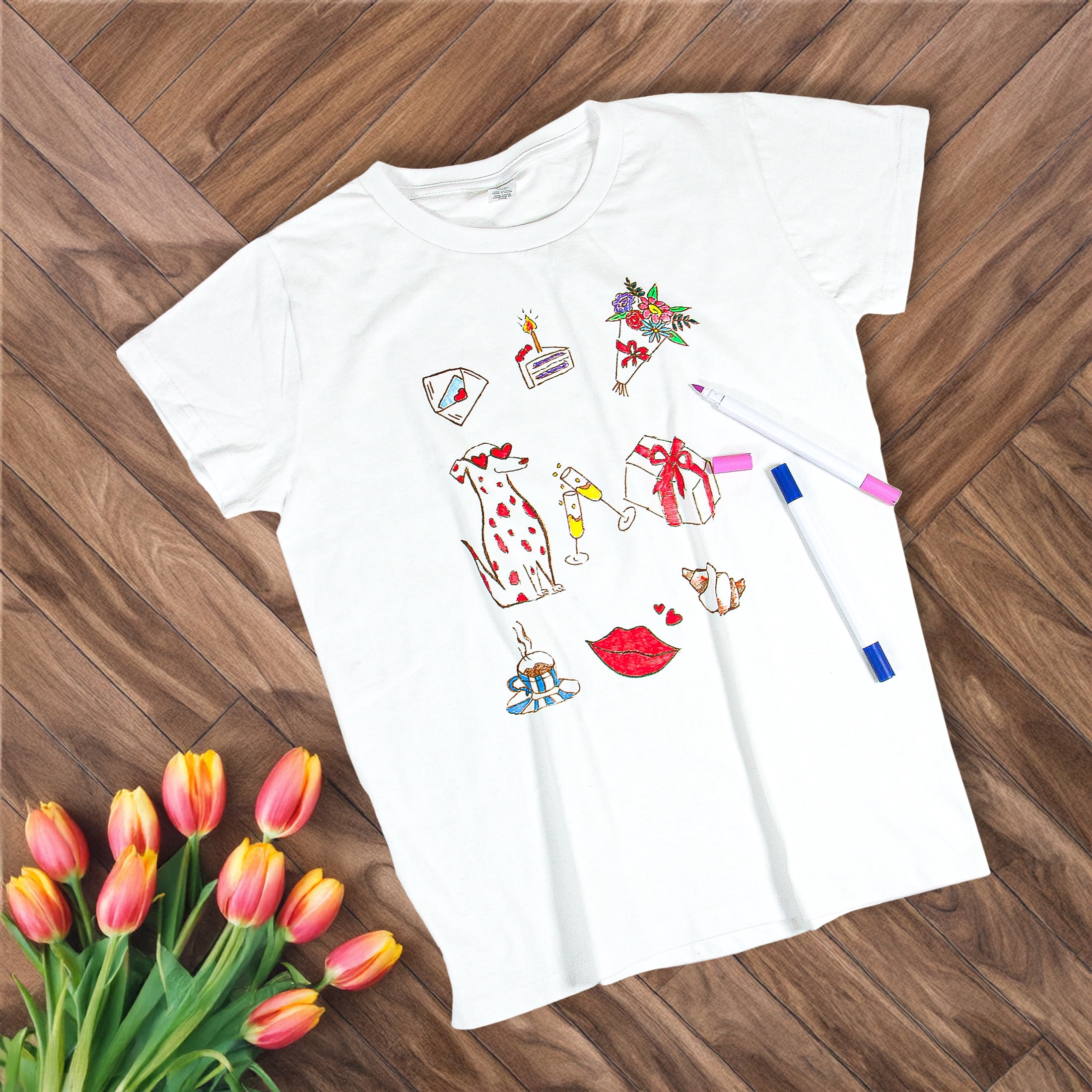 CRAFTEE Ladies T-shirt à col rond 100 % coton 50.8 × 68.58 cm (20 27 in) blanc Large