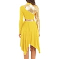 thumbnail image 2 of Alvivi Robe de Danse Liturgique de Louange Métallisée pour Femmes, Tunique Lyrique de Culte d'Église à Ourlet Haut-Bas Jaune P, 2 of 7