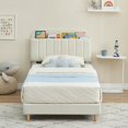 thumbnail image 4 of Storage Headboard Full Size Bed Frame - Soft Upholstered Platform with Bookcase for Kids Girls - Strong Wooden Slats, Steel Support, Noise-Free, Easy Assembly, No Box Spring Needed - Beige FULL, 4 of 7