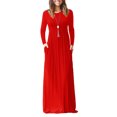 thumbnail image 1 of UKAP Ladies Dress Crew Neck Maxi Dresses Solid Color Swing Party Red XL, 1 of 6