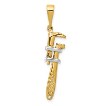 Clé à Molette 3D Or Jaune et Blanc 14k & Rhodium Longueur 40mm