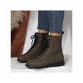 thumbnail image 4 of UKAP Women Combat Boot Side Zip Booties Lace Up Ankle Boots Work Shoes Waterproof Army Green 9, 4 of 6
