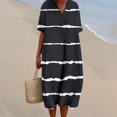 thumbnail image 2 of TJAZFJPA Robes de Designer pour Femmes Mode Féminine Été Style Plage Imprimé Col en V Manches 5/4 Robe Décontractée (1) Grande Taille Robes Blanches pour Femmes Robe Plissée pour Femmes, 2 of 5
